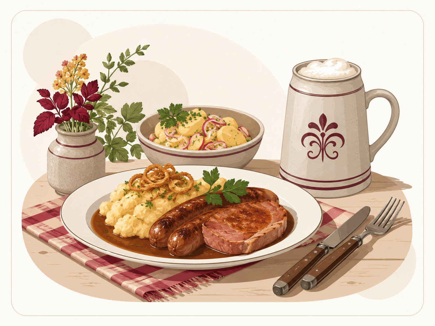 Grafische Illustration regionales Essen