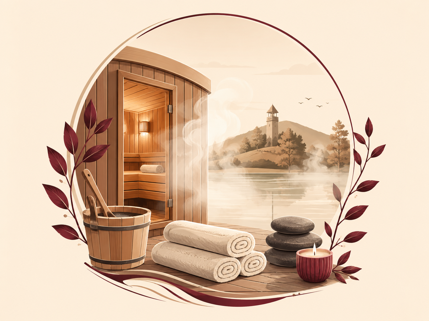Grafische Illustration Wellness und Sauna